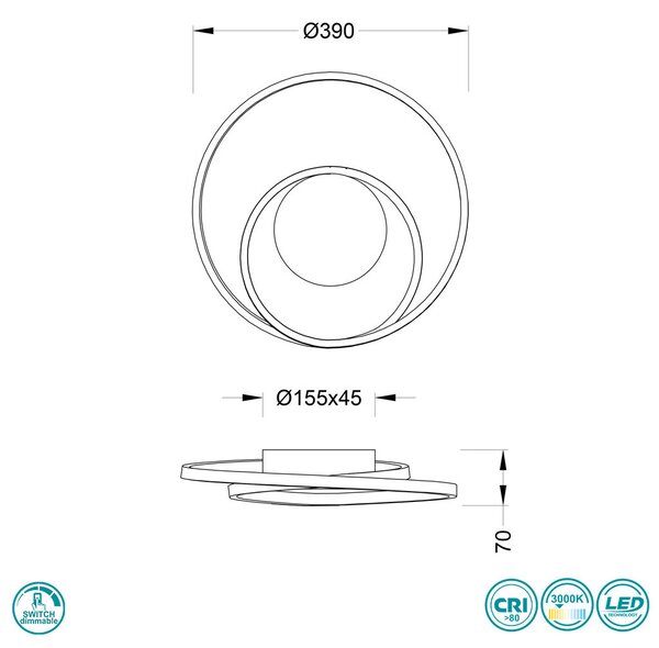 Φωτιστικό Οροφής RL Lighting Zibal R62911187 Γκρι Τιτανίου