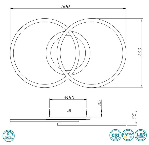 Φωτιστικό Οροφής RL Lighting Venida R62783132 Μαύρο Ματ (3000K)