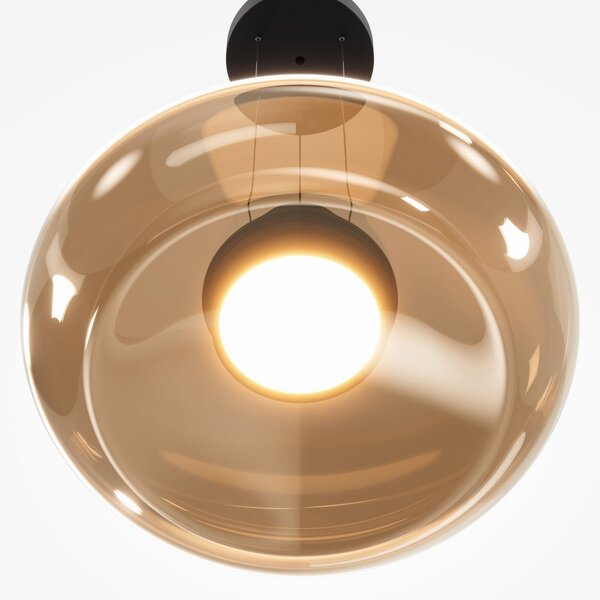Maytoni Κρεμαστό φωτιστικό LED Bassa, λαδί, Ø 45 cm, γυαλί, με ρυθμιζόμενη ένταση, ρυθμιζόμενος, Πράσινο, Σαλόνι / τραπεζαρία, Γυαλί, σύγχρονο
