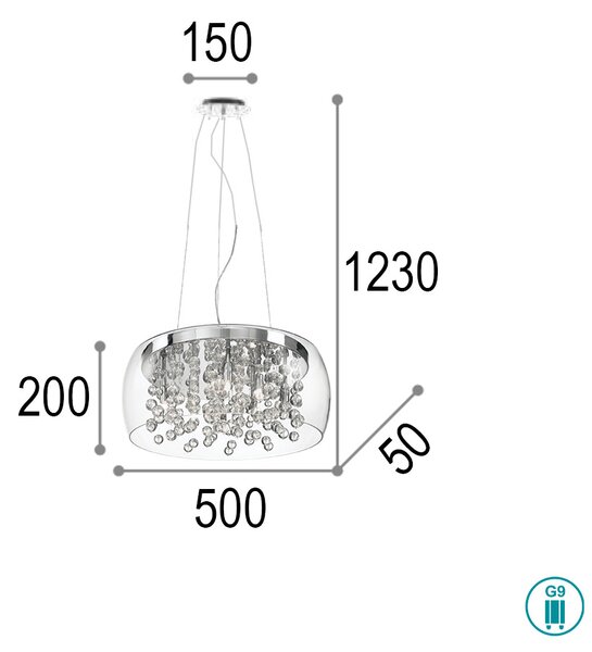 Φωτιστικό Κρεμαστό Ideal Lux Audi-80 031750 Διάφανο