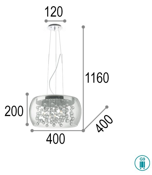 Φωτιστικό Κρεμαστό Ideal Lux Audi-80 031743 Διάφανο