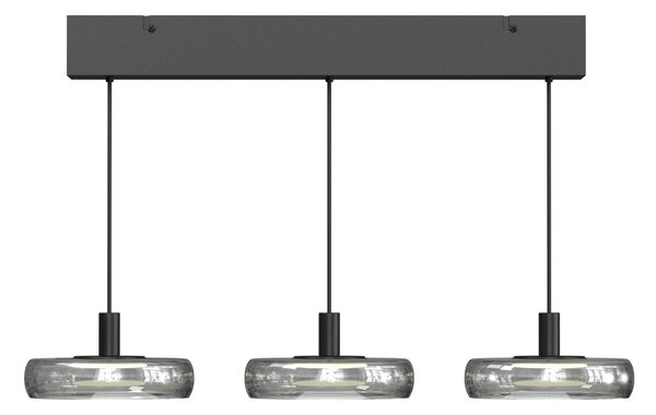 Maytoni Κρεμαστό φωτιστικό LED FLOAT, γκρι/μαύρο, 3 λάμπες, 68 εκ., γυαλί/μέταλλο, ρυθμιζόμενος, Γκρι, Σαλόνι / τραπεζαρία, Γυαλί, σύγχρονο