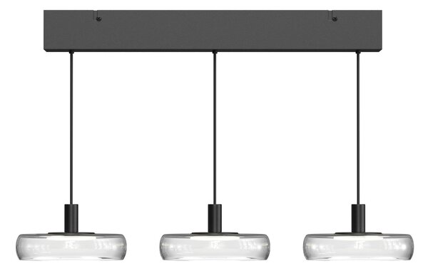 Maytoni Κρεμαστό φωτιστικό LED FLOAT, διαφανές/μαύρο, 3 λάμπες, 68 εκ., γυαλί/μέταλλο, ρυθμιζόμενος, Διαφανές, Σαλόνι / τραπεζαρία, Γυαλί, σύγχρονο