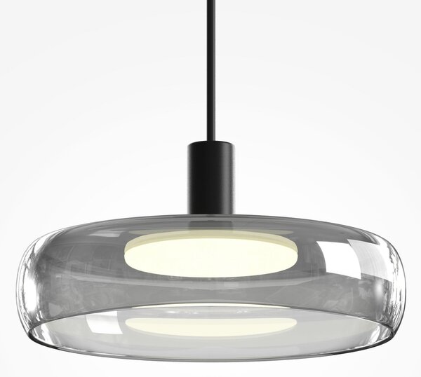 Maytoni Φωτιστικό οροφής LED FLOAT, γκρι/μαύρο, Ø 20 cm, γυαλί/μέταλλο, ρυθμιζόμενος, Γκρι, Σαλόνι / τραπεζαρία, Γυαλί, σύγχρονο