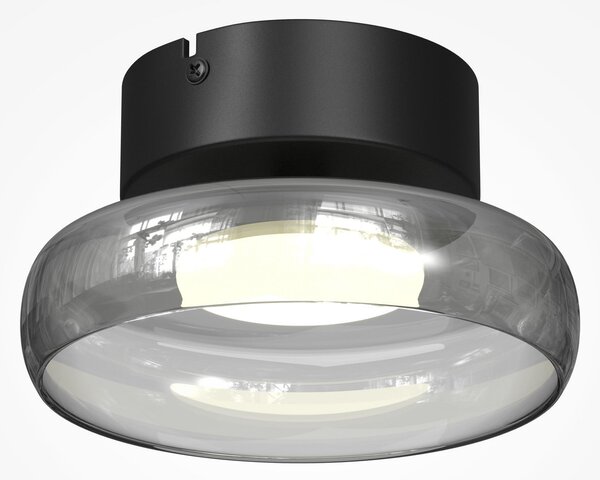 Maytoni Φωτιστικό οροφής LED FLOAT, γκρι/μαύρο, Ø 20 cm, γυαλί/μέταλλο, ρυθμιζόμενος, Γκρι, Σαλόνι / τραπεζαρία, Γυαλί, σύγχρονο