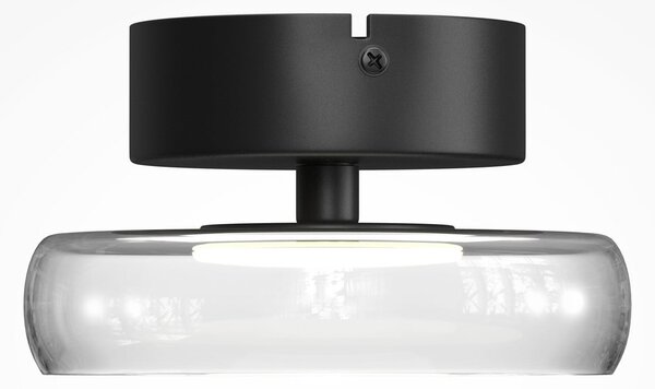 Maytoni Φωτιστικό οροφής LED FLOAT, διαφανές/μαύρο, Ø 20 cm, γυαλί/μέταλλο, ρυθμιζόμενος, Διαφανές, Σαλόνι / τραπεζαρία, Γυαλί, σύγχρονο