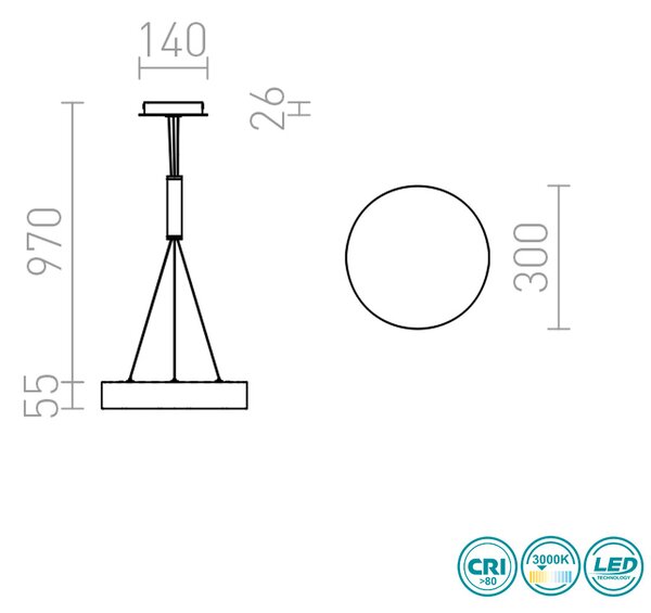 Φωτιστικό Κρεμαστό Rendl Light Larisa R12846 Λευκό