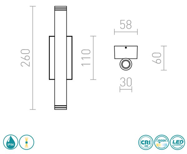 Απλίκα Εξωτερικού Χώρου Rendl Light Zane R12960 Νίκελ Ματ