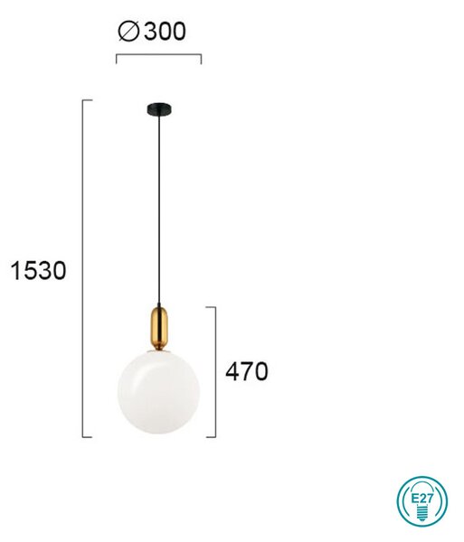 Φωτιστικό Κρεμαστό Μονόφωτο Viokef Neptune 4230600 Χρυσό