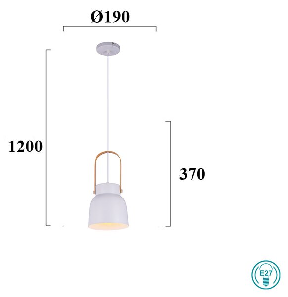 Φωτιστικό Κρεμαστό Μονόφωτο Viokef Carla 4231500 Λευκό