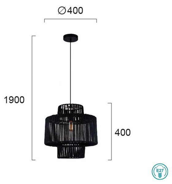Κρεμαστό Φωτιστικό Viokef Kenya 4231700 Μαύρο D400mm