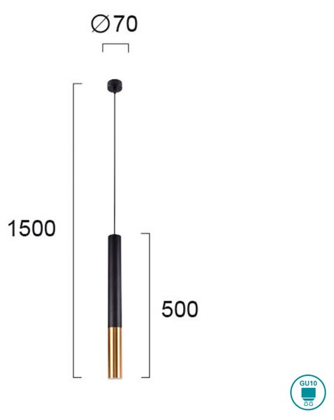 Φωτιστικό Κρεμαστό Viokef Max 4236600 Μαύρο-Χρυσό