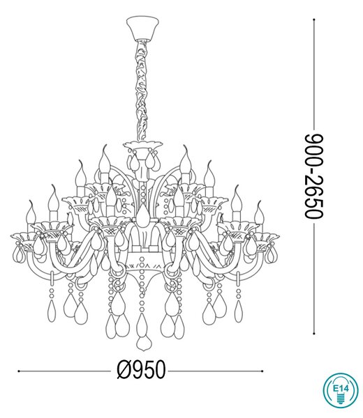 Πολυέλαιος Ideal Lux Colossal 081526 Φιμέ Γκρι