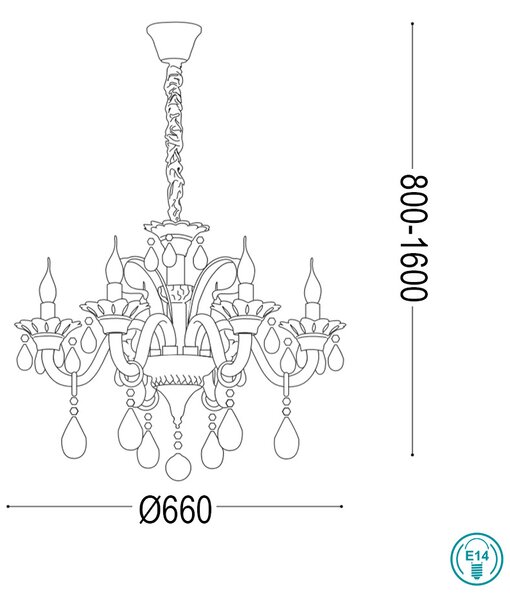 Πολυέλαιος Ideal Lux Colossal 114194 Διάφανος