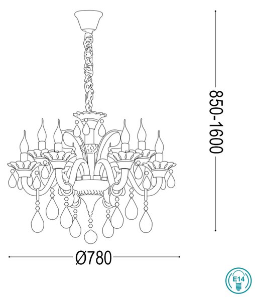 Πολυέλαιος Ideal Lux Colossal 114187 Διάφανος