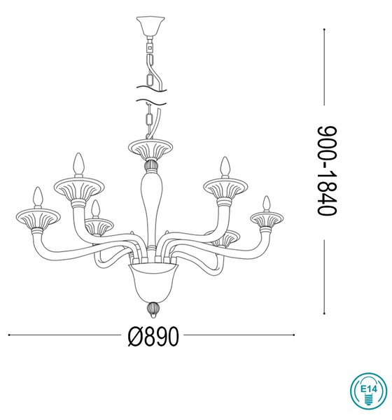 Πολυέλαιος Ideal Lux Brigitta 199412 Μελί