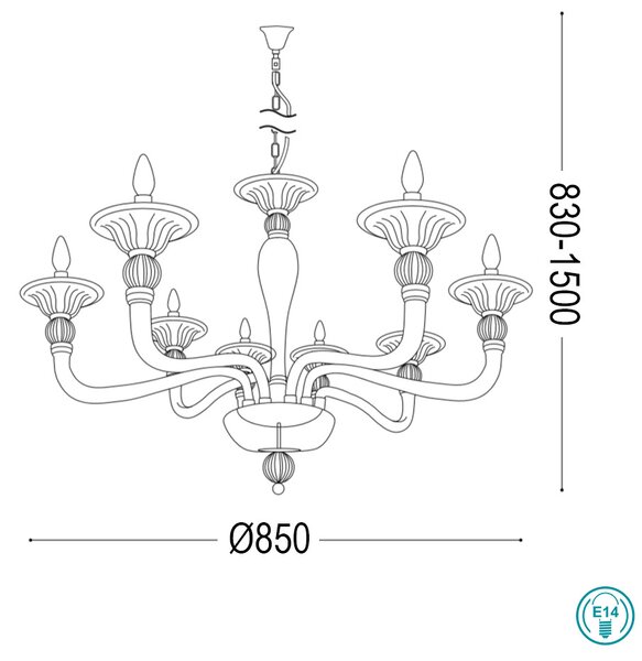 Πολυέλαιος Ideal Lux Danieli 159973 Μελί