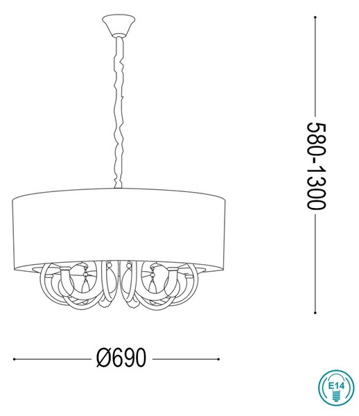 Φωτιστικό Κρεμαστό Ideal Lux Swan SP6 035826 Λευκό