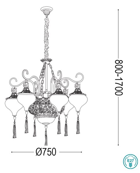 Φωτιστικό Κρεμαστό Ideal Lux Harem SP9 116006