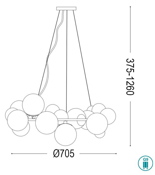 Φωτιστικό Κρεμαστό Ideal Lux Dna SP25 208398 Χρυσό