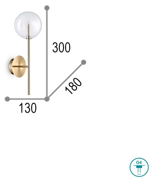 Απλίκα Ideal Lux Equinoxe AP1 200149 Χρυσό Ματ