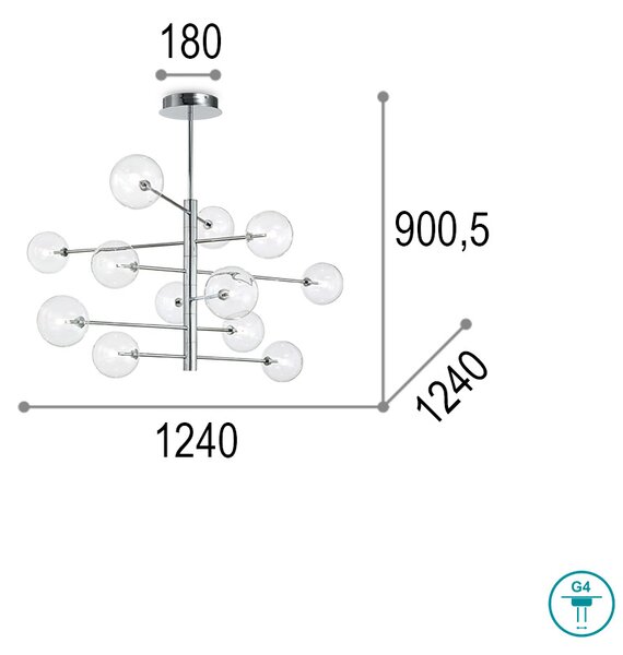 Φωτιστικό Κρεμαστό Ideal Lux Equinoxe SP12 200118 Χρώμιο