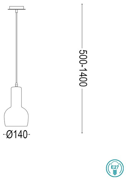 Φωτιστικό Κρεμαστό Ideal Lux Oil-3 SP1 110431 Φυσικό Τσιμέντο