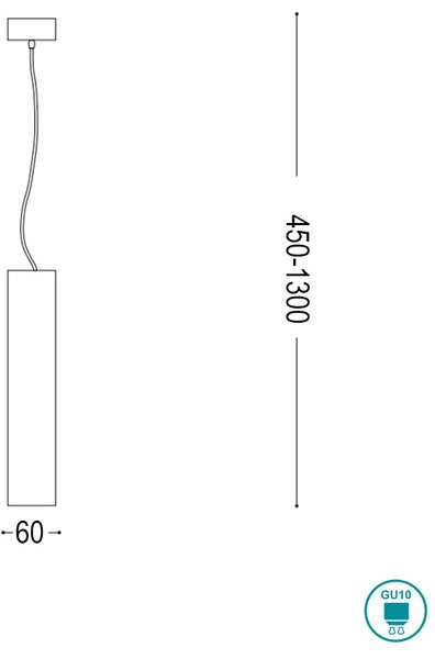 Φωτιστικό Κρεμαστό Ideal Lux Sky SP1 126913 Μαύρο