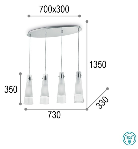 Φωτιστικό Κρεμαστό Ideal Lux Kuky SP4 023038 Διάφανο