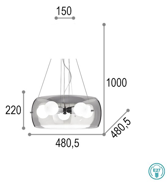 Φωτιστικό Κρεμαστό Ideal Lux Audi-10 103983 Φιμέ Γκρι