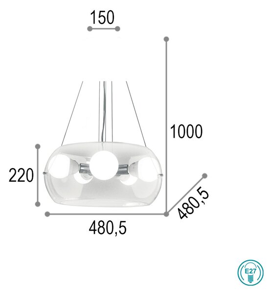 Φωτιστικό Κρεμαστό Ideal Lux Audi-10 016863 Διάφανο