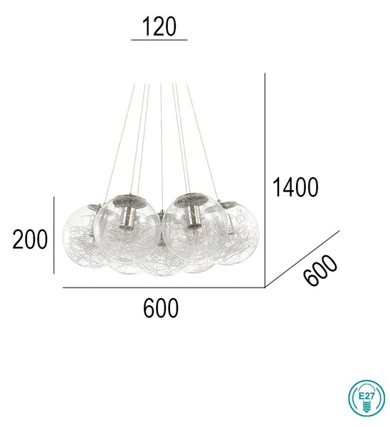 Φωτιστικό Κρεμαστό Ideal Lux Mapa Sat 176062 Νίκελ Ματ