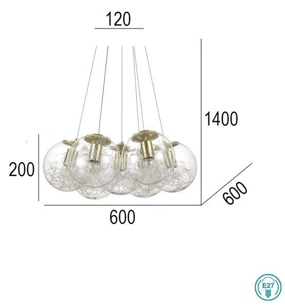 Φωτιστικό Κρεμαστό Ideal Lux Mapa Sat 176000 Χρυσό Ματ