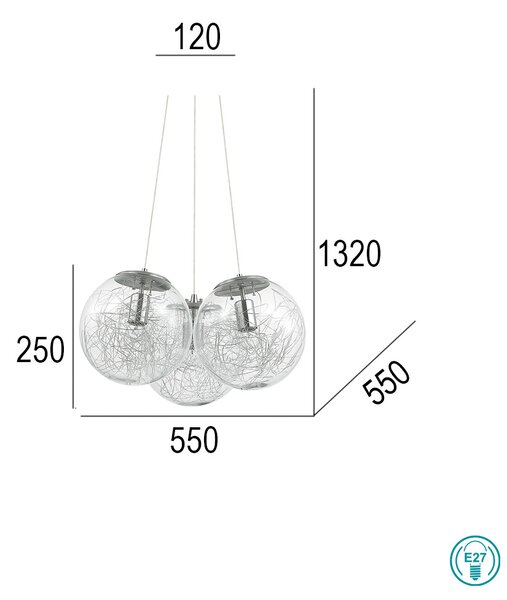 Φωτιστικό Κρεμαστό Ideal Lux Mapa Sat 176031 Νίκελ Ματ