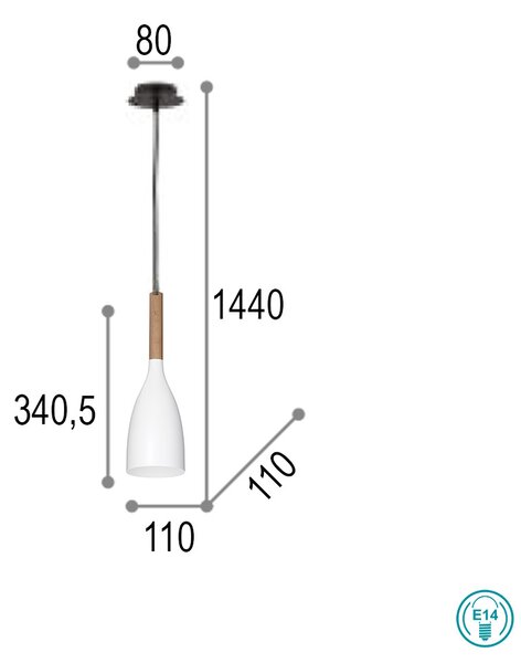 Κρεμαστό Φωτιστικό Ideal Lux Manhattan 110745 Λευκό