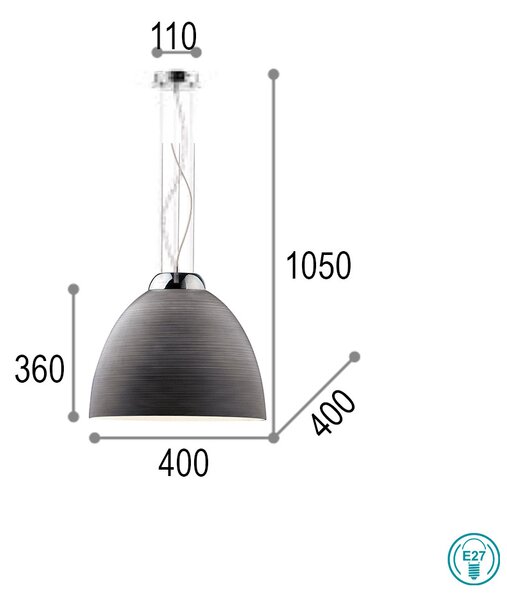 Κρεμαστό Φωτιστικό Ideal Lux Tolomeo 001821 Γκρι