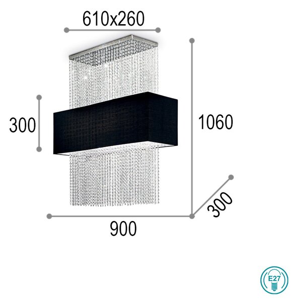 Κρεμαστό Φωτιστικό Ideal Lux Phoenix 101163 Μαύρο