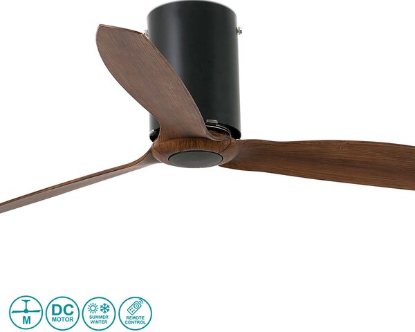 Ανεμιστήρας Οροφής Faro Mini Tube 32042 Μαύρος Ματ-Καρυδιά χωρίς Φως