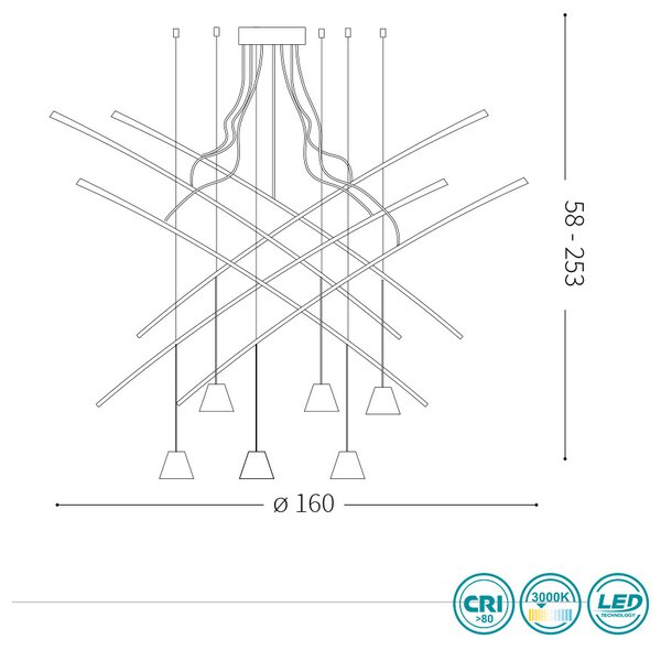 Φωτιστικό Κρεμαστό Ideal Lux Fish 196992 Μαύρο Ματ