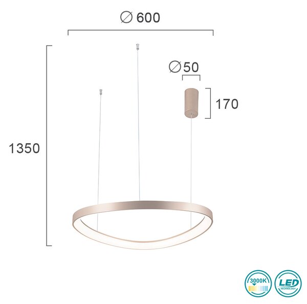 Φωτιστικό Κρεμαστό Viokef Loop 4222800 Χρυσό Ματ