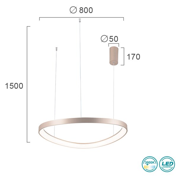 Φωτιστικό Κρεμαστό Viokef Loop 4222900 Χρυσό Ματ