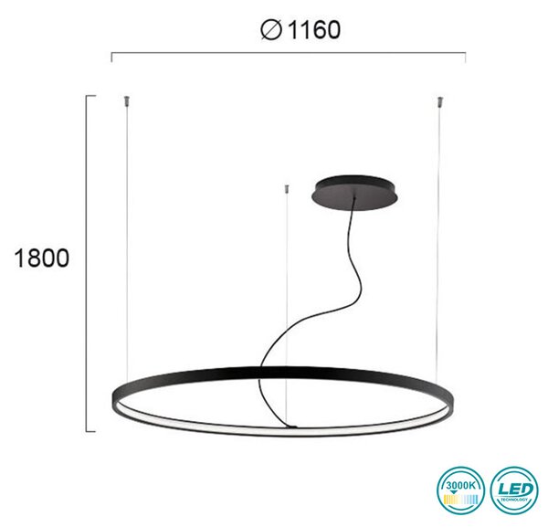 Φωτιστικό Κρεμαστό Viokef Verdi 4224400 Μαύρο (3.000K)