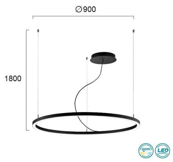 Φωτιστικό Κρεμαστό Viokef Verdi 4224100 Μαύρο (3.000K)