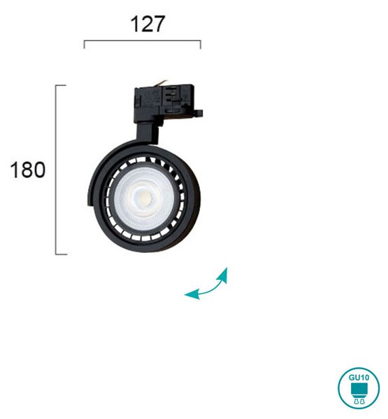 Φωτιστικό Σποτ Ράγας 3C Viokef Flis 4224600 Μαύρο