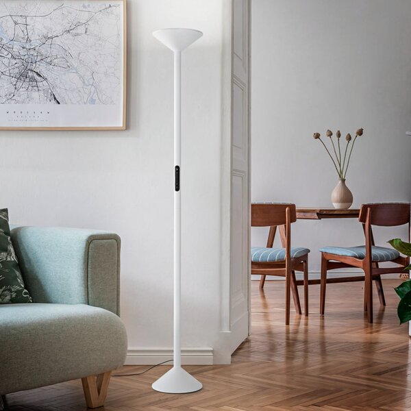 Fabas Luce Λάμπα δαπέδου LED Tratto, λευκή, μέταλλο, CCT, ρυθμιζόμενη ένταση φωτισμού, ρυθμιζόμενος, Λευκό, Σαλόνι / τραπεζαρία, Μέταλλο, σύγχρονο