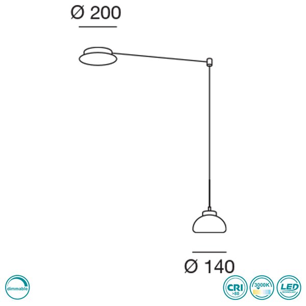 Φωτιστικό Κρεμαστό Fabas Luce Arabella 3547-41-126 Φυμέ