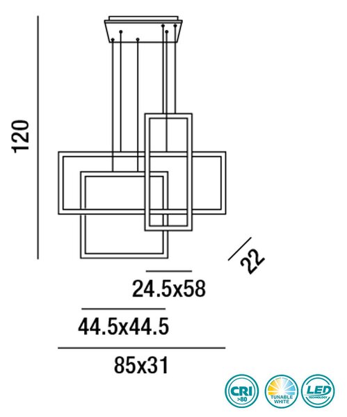 Φωτιστικό Κρεμαστό Perenz Cross 6591NCT Μαύρο