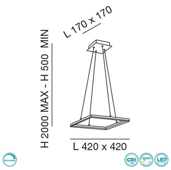 Φωτιστικό Κρεμαστό Fabas Luce Bard 3394-40-282 Ανθρακί