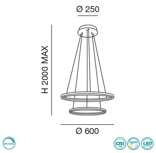 Φωτιστικό Κρεμαστό Fabas Luce Giotto 3508-45-101 Μαύρο