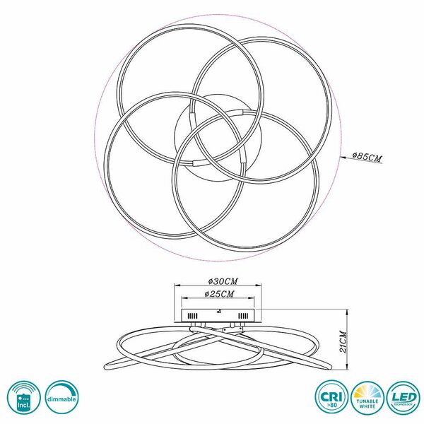 Φωτιστικό Οροφής Globo Lighting Barna 67828-60G